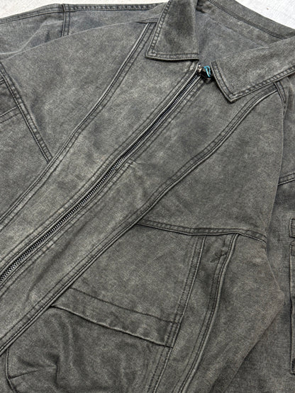 Faux suede Washed collar bomber jacket