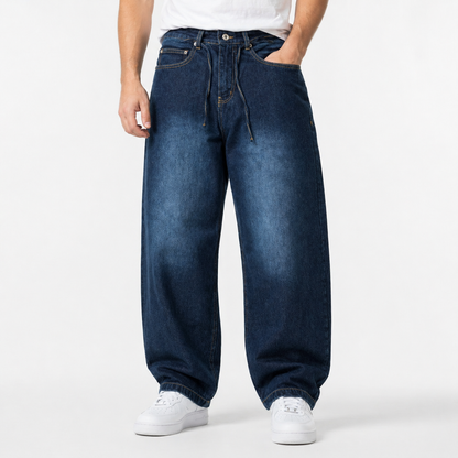 Balloon jeans in dark blue washed