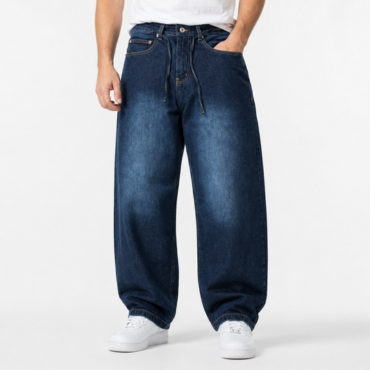 Balloon jeans in dark blue washed