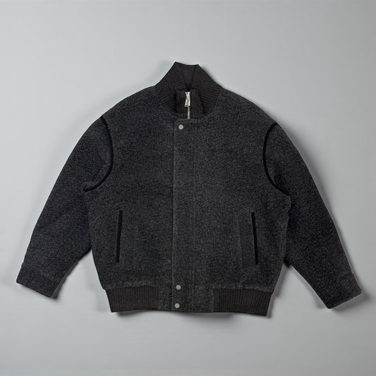Turtle neck wool bomber jacket in gray