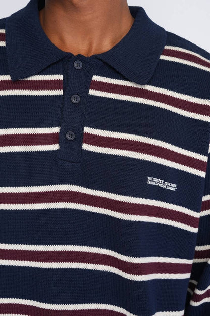 Striped polo knitted sweater