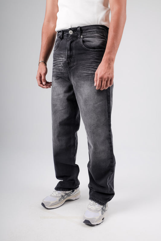 Baggy jeans in black faded washed