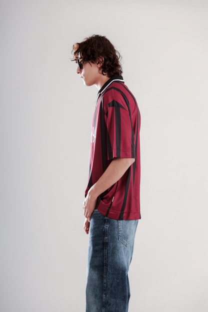 Football jersey polo shirt with striped printed