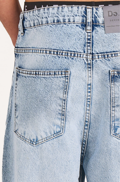 Baggy jeans in stone mid blue washed