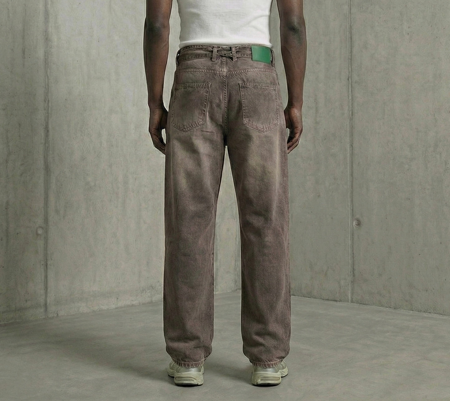 Denim pants in ligh brown washed