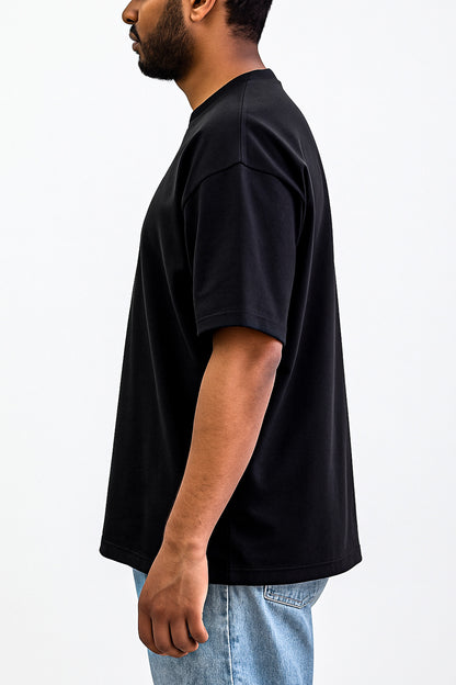 Boxy fit basic crew neck tshirt with D letter stitching