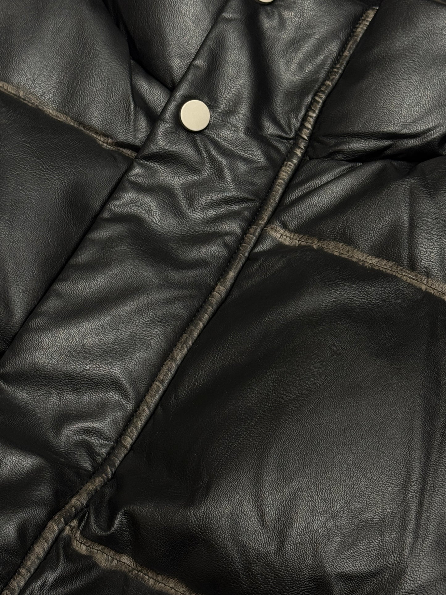 Leather puffer jacket