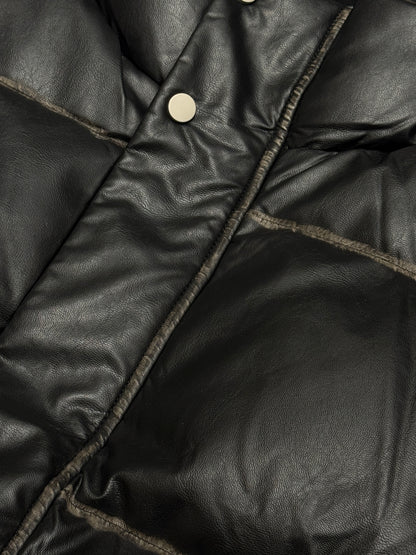 Leather puffer jacket
