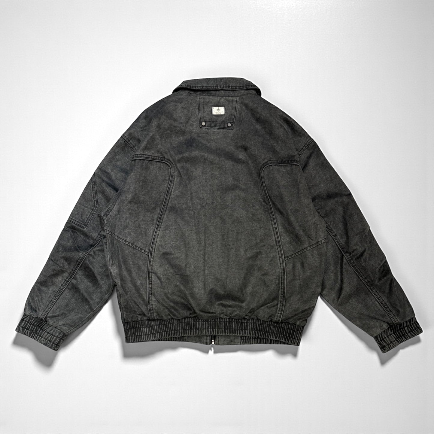 Faux suede Washed collar bomber jacket