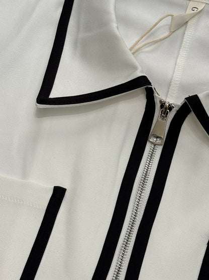 Cropped outline zip up shirt