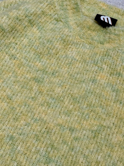 Crew neck fuzzy knit sweater