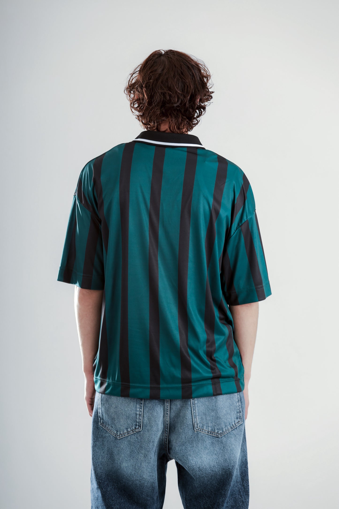 Football jersey polo shirt with striped printed