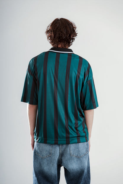 Football jersey polo shirt with striped printed
