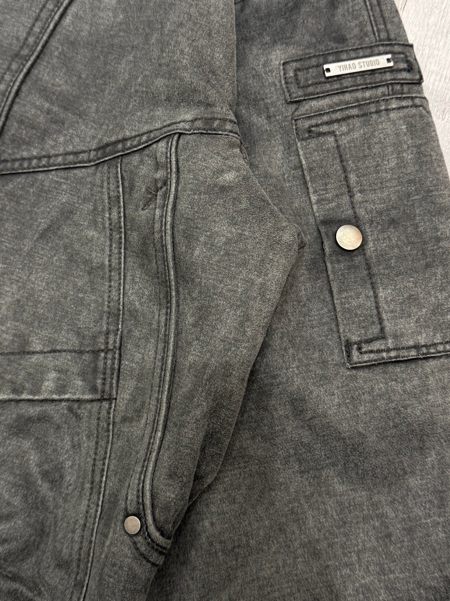 Faux suede Washed collar bomber jacket