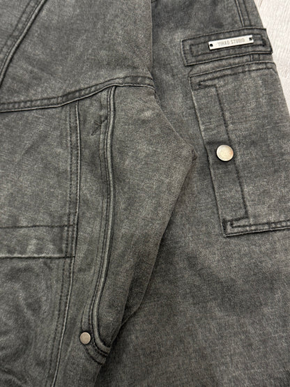 Faux suede Washed collar bomber jacket