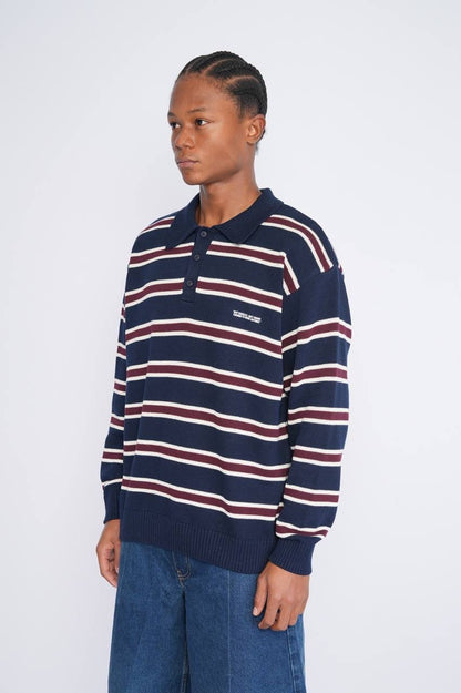 Striped polo knitted sweater