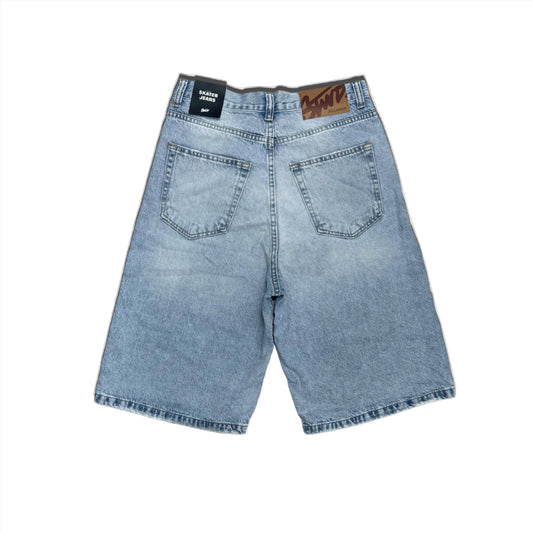 Baggy denim short in sky blue washed