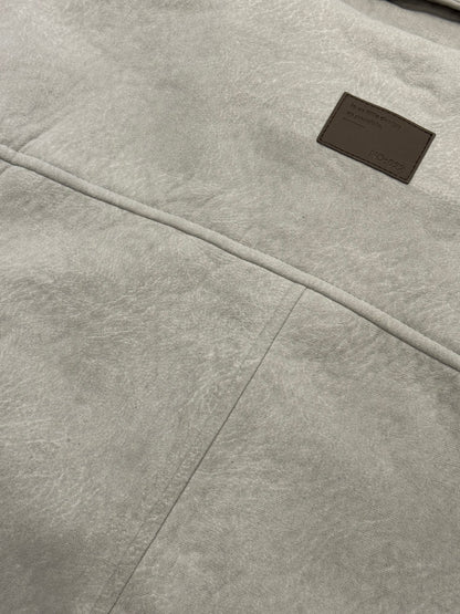 Faux suede bomber jacket in gray