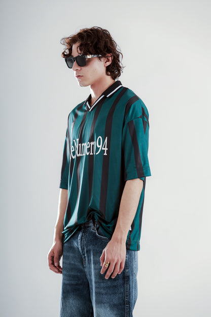 Football jersey polo shirt with striped printed