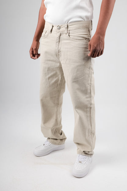 Baggy jeans in beige washed