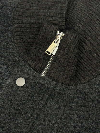 Turtle neck wool bomber jacket in gray