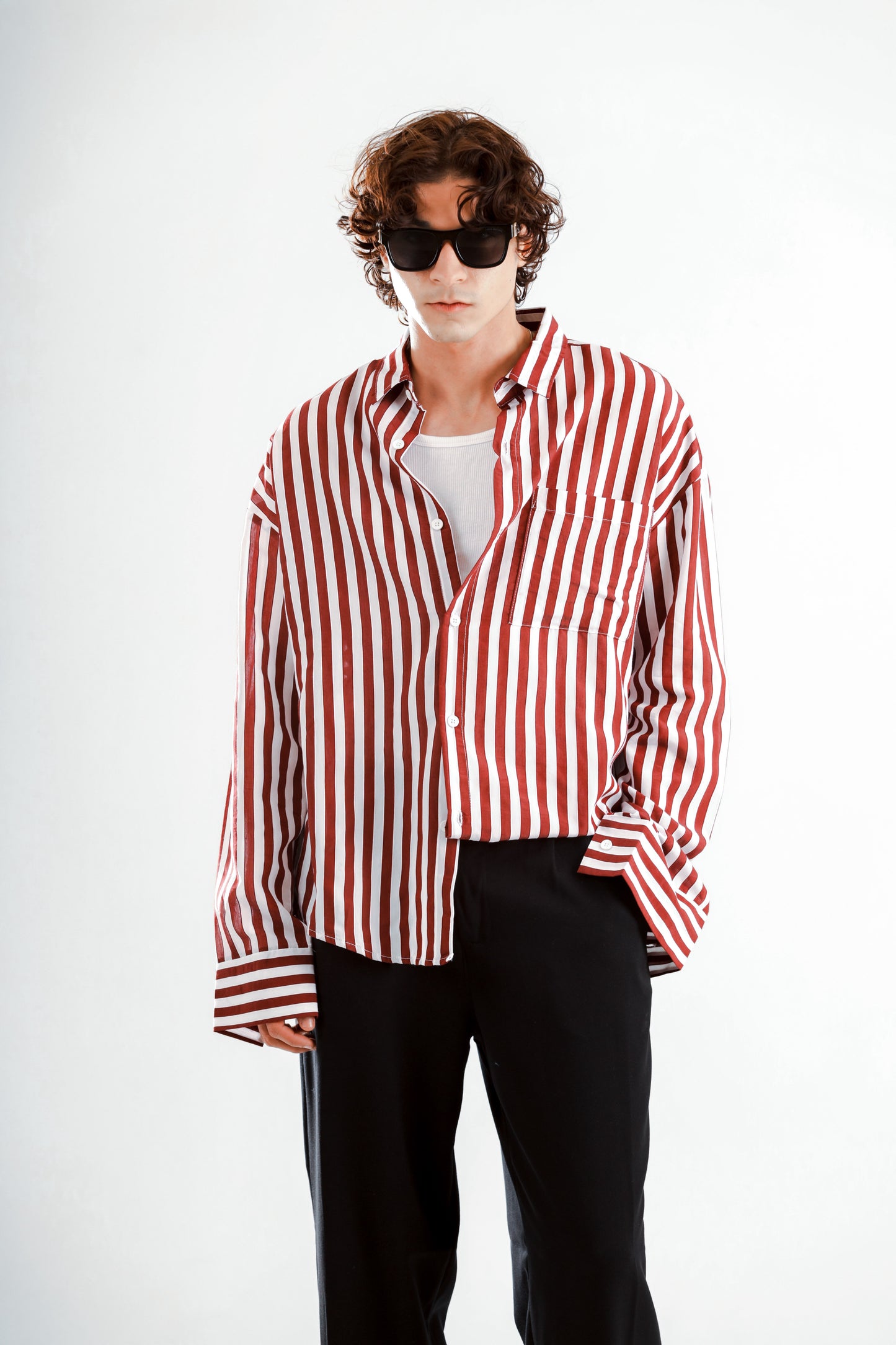 Lose fit long sleeve wide striped shirt
