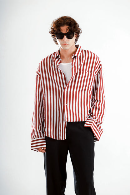 Lose fit long sleeve wide striped shirt