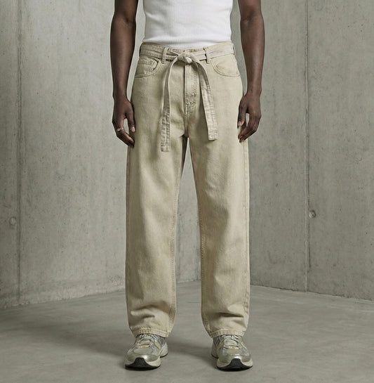 Denim pants in light beige washed