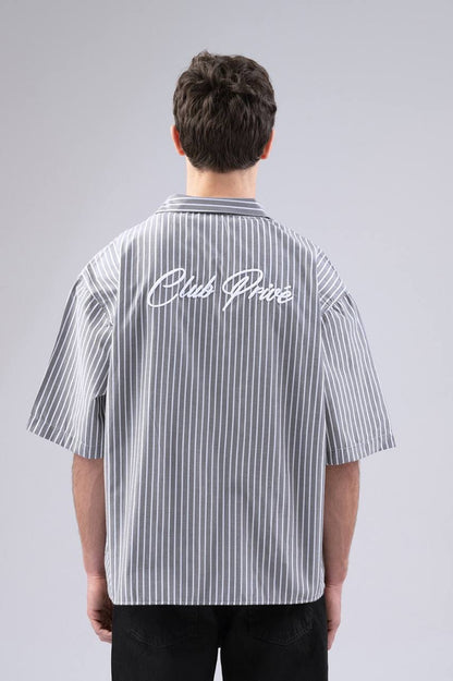 Boxy fit striped Short sleeve shirt with back and front printed