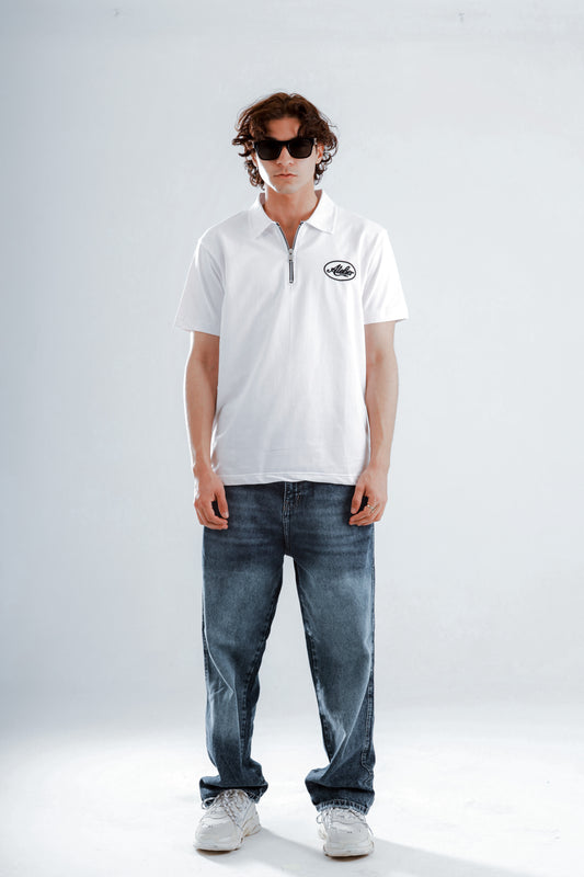 Regular fit polo shirt with zipper