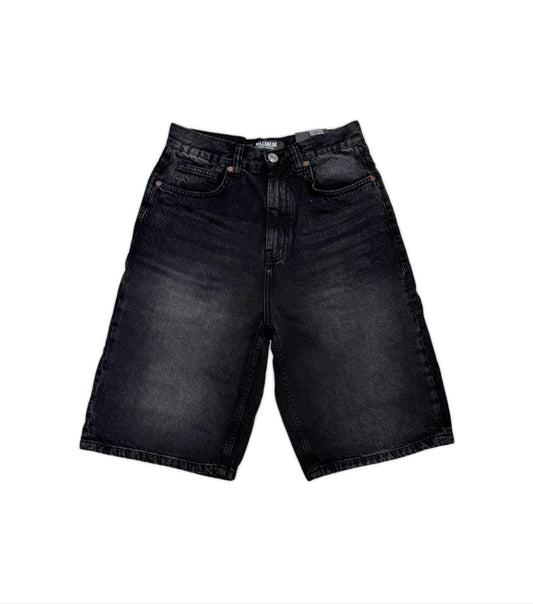Baggy denim short in black washed