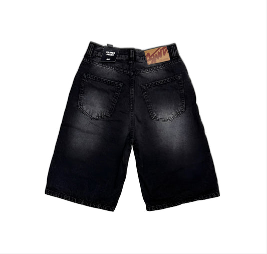 Baggy denim short in black washed