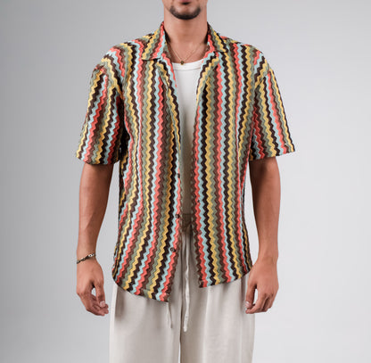 Knitted striped colorful shirt