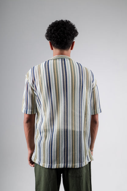 Knitted crochet striped shirt