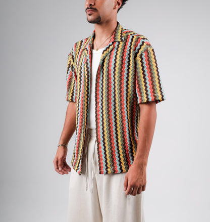 Knitted striped colorful shirt