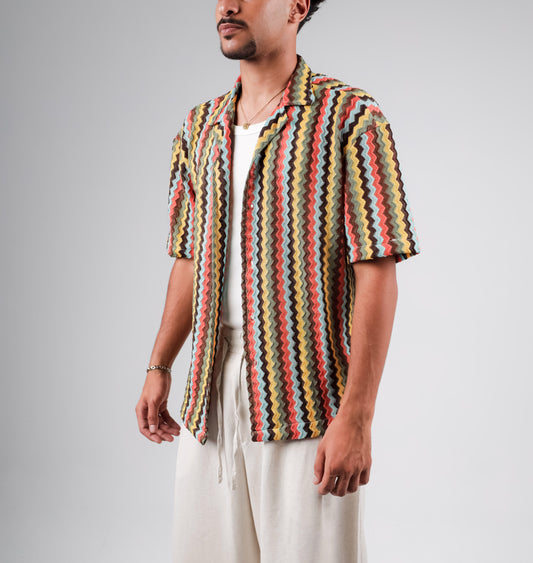 Knitted striped colorful shirt