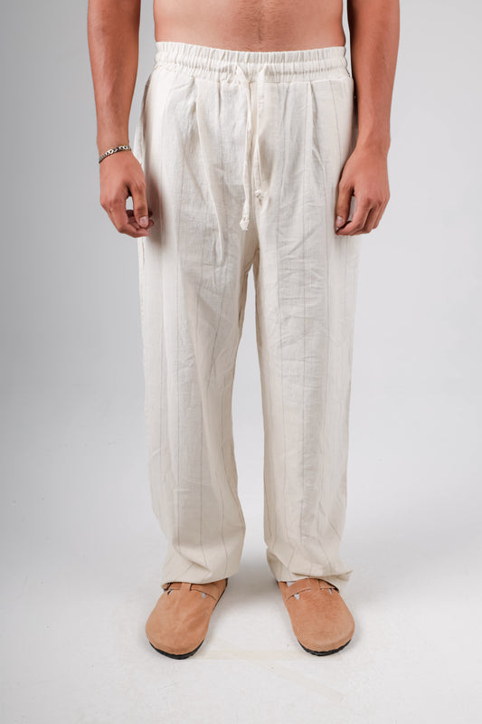 Baggy striped linen trousers