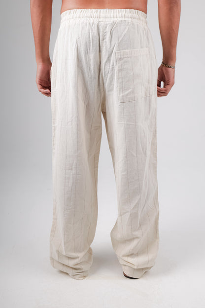 Baggy striped linen trousers