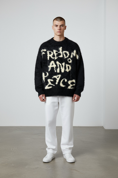 Printed mohair knitted sweater