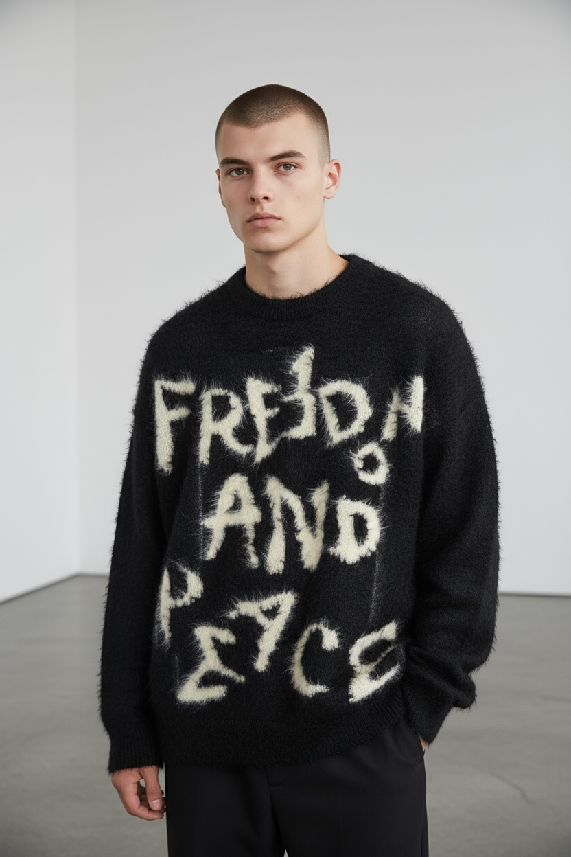 Printed mohair knitted sweater