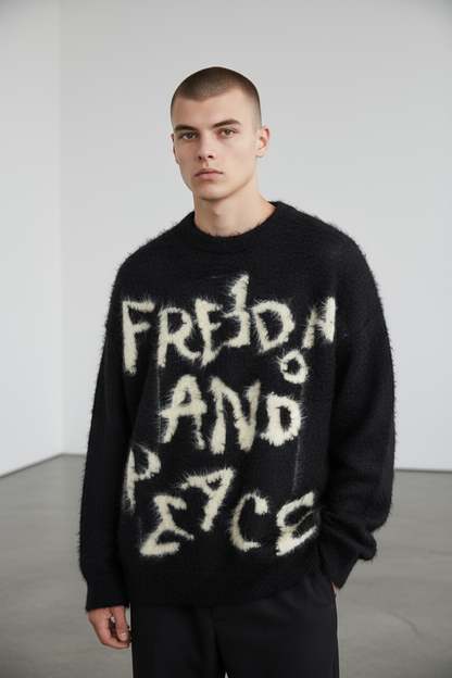 Printed mohair knitted sweater