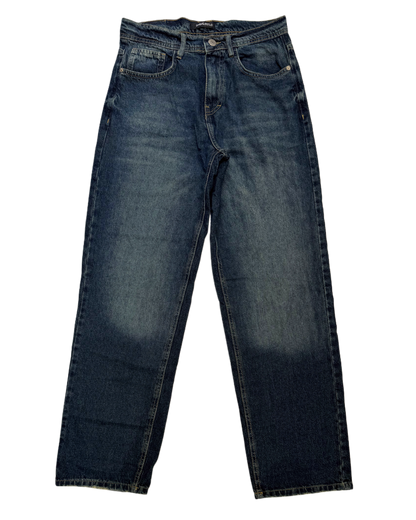 Baggy jeans in dark blue washed with green shades