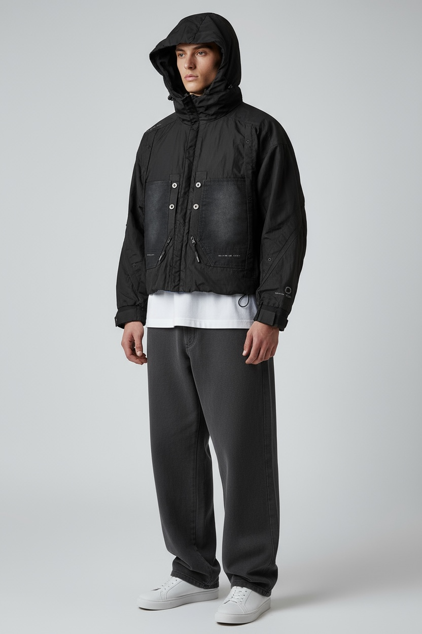 Cropped Black Hybrid Jacket