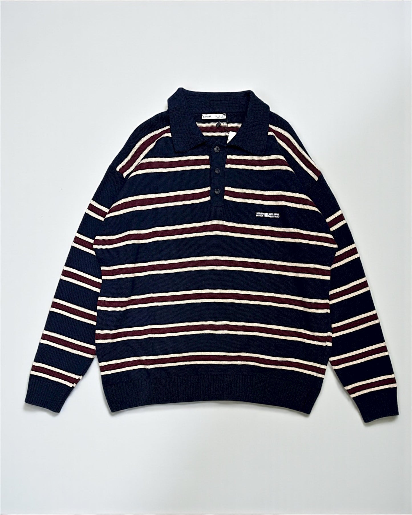 Striped polo knitted sweater