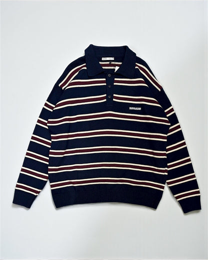 Striped polo knitted sweater
