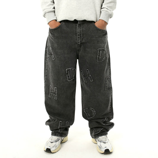 Baggy fit jeans with letters stitching