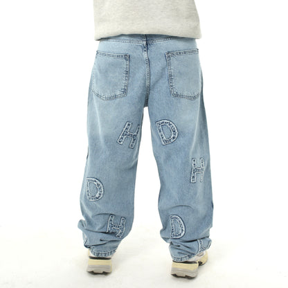 Baggy fit jeans with letters stitching