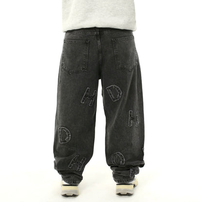 Baggy fit jeans with letters stitching