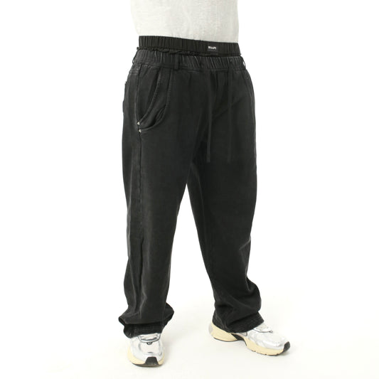 Wide leg sweatpants with waterproof layer in black washed