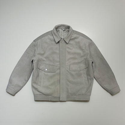 Faux suede bomber jacket in gray